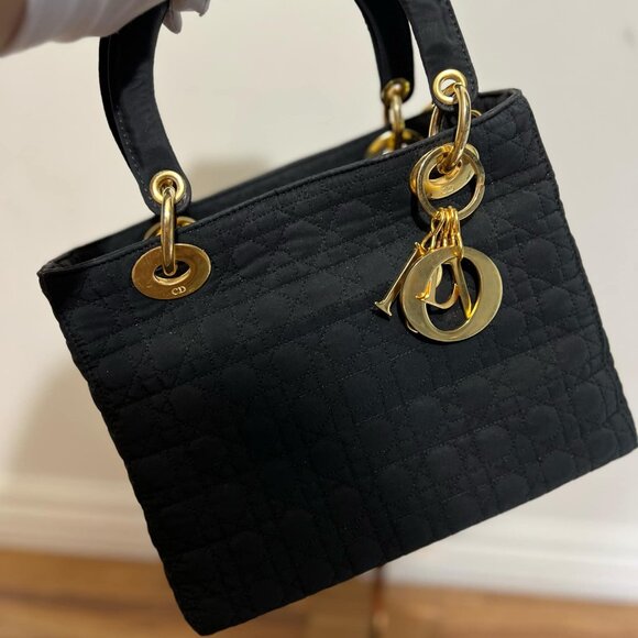 🖤Dior Lady Dior Handbag Cannage Quilted Nylon Black Satchel🖤 - Picture 4 of 17